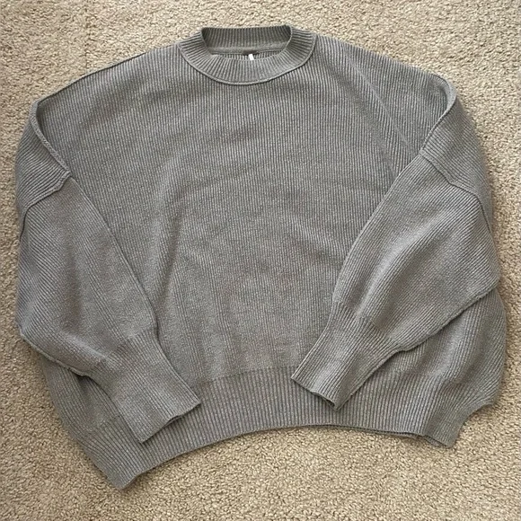 Free People Easy Street Tunic Oversized Sweater Pullover Heather Grey XL - Picture 5 of 10
